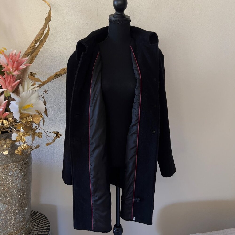 Preston & York Wool Trench Coat with Hot Pink Lining Trim NWOT sz 12 - Picture 2 of 9